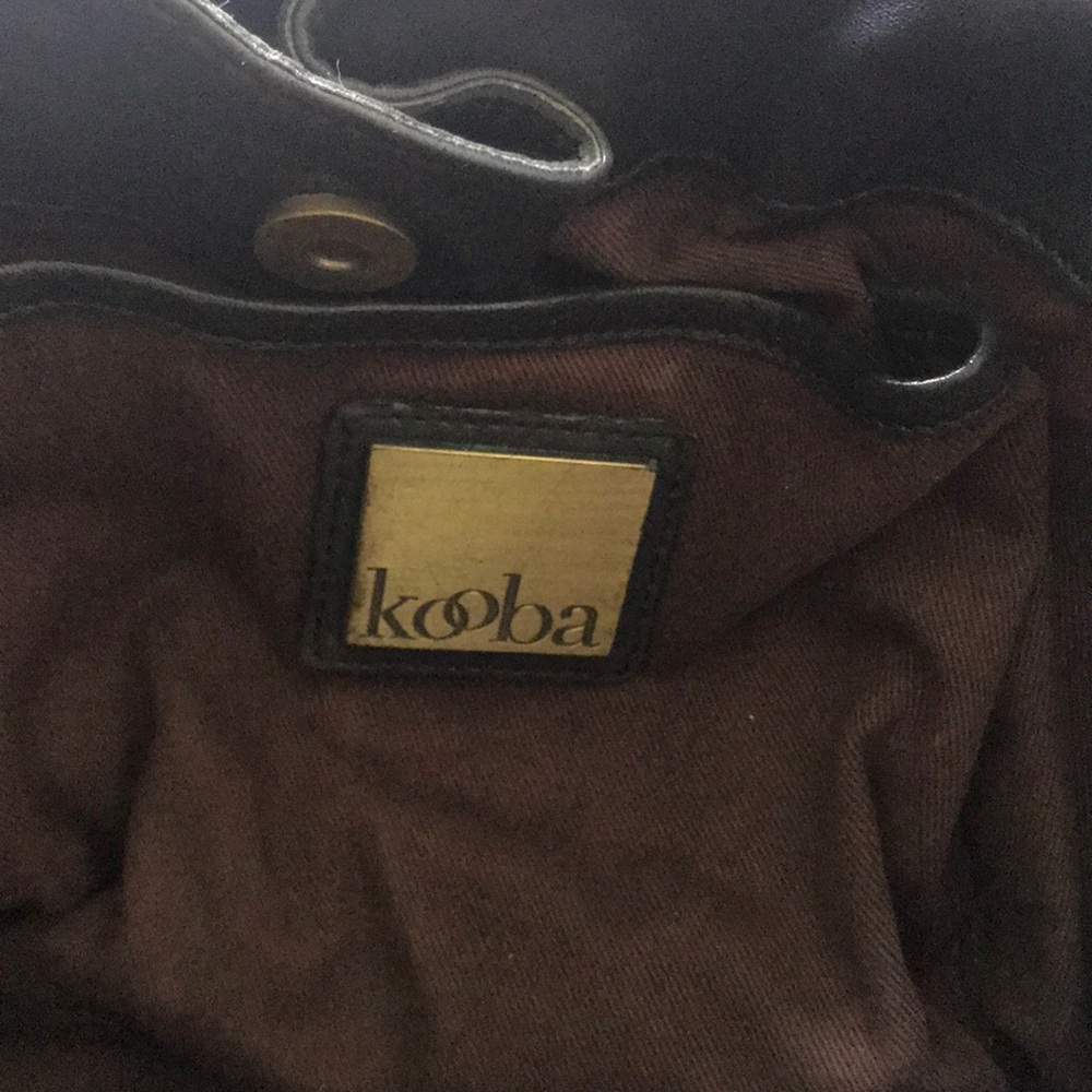 Kooba Black Leather Shoulder Bag with Brass Hardware - Picture 5 of 6
